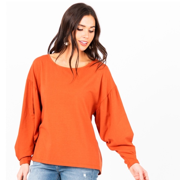 Agnes & Dora Tops - Balloon Sleeve Tee- Clay Agnes & Dora Tops - Balloon Sleeve Tee- Clay